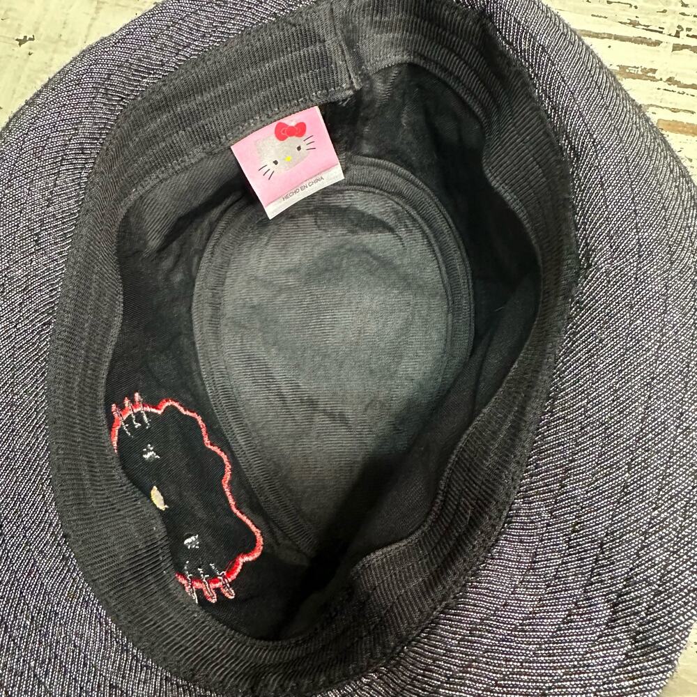 Hello Kitty Fedora Bucket Hat Grey, Silver Black and Red One Size - Picture 5 of 6